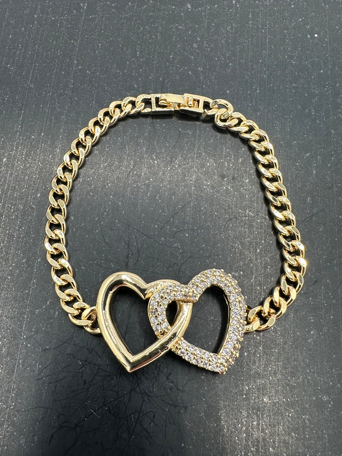 Two hearts Bracelet Gold filled